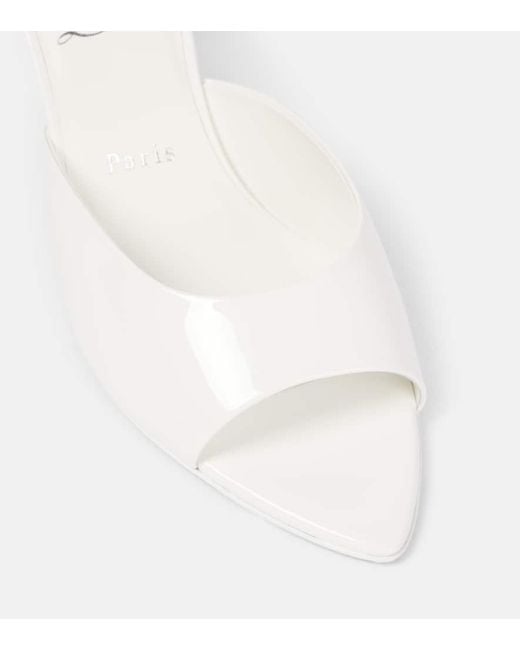 Christian Louboutin White Miss Z 80 Patent Leather Mules