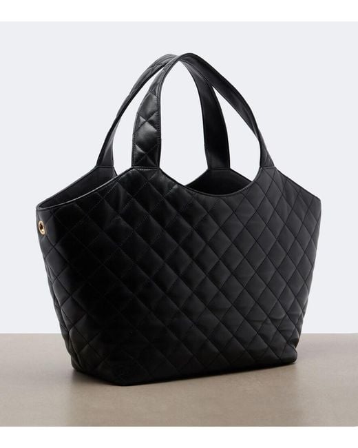 Saint Laurent Black Icare Medium Quilted Leather Shopper