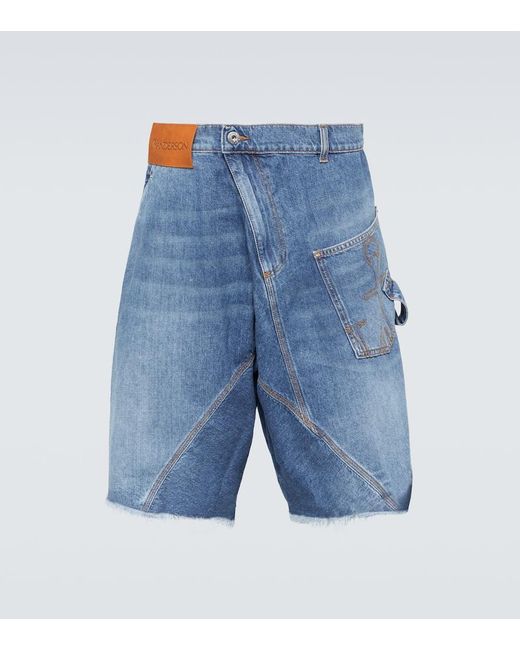 J.W. Anderson Blue Twisted Low-rise Denim Shorts for men