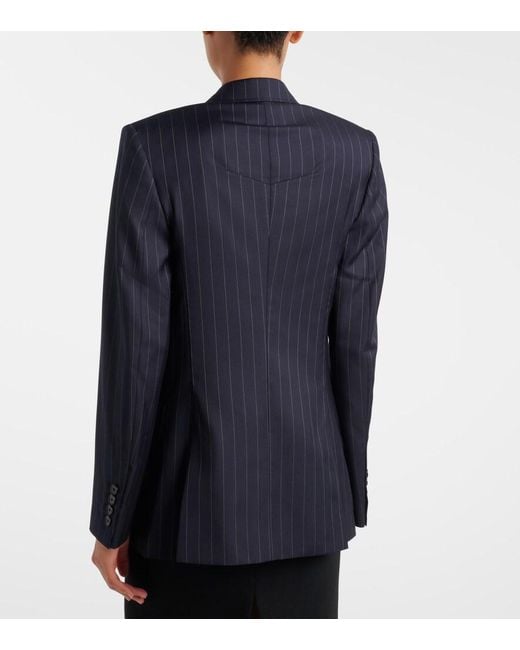Givenchy Blue Pinstripe Double-Breasted Wool Blazer