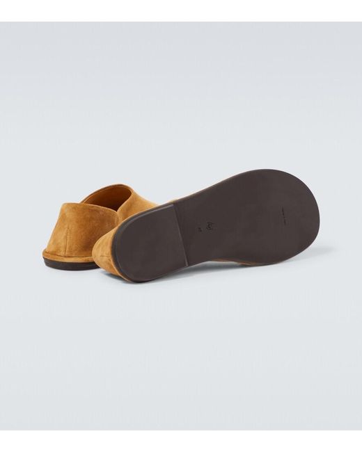 The Row Brown Canal Suede Slip-On Shoes for men