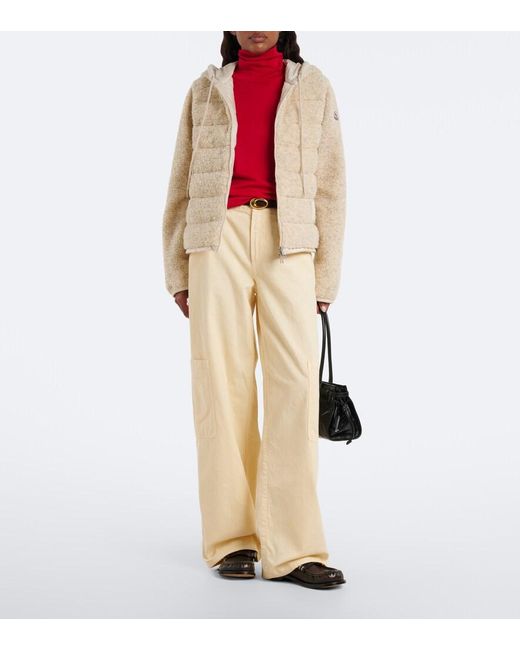 Moncler Natural Hooded Boucle Down Jacket