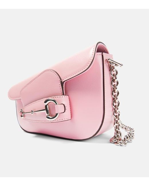 Gucci Pink Schultertasche Horsebit 1955 aus Leder