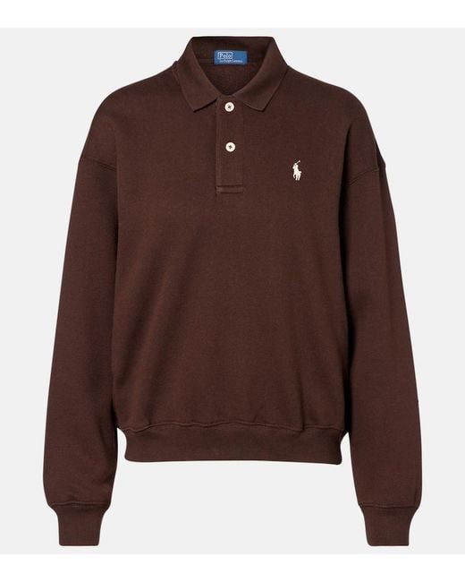 Polo Ralph Lauren Brown Logo Cotton-Blend Fleece Sweatshirt