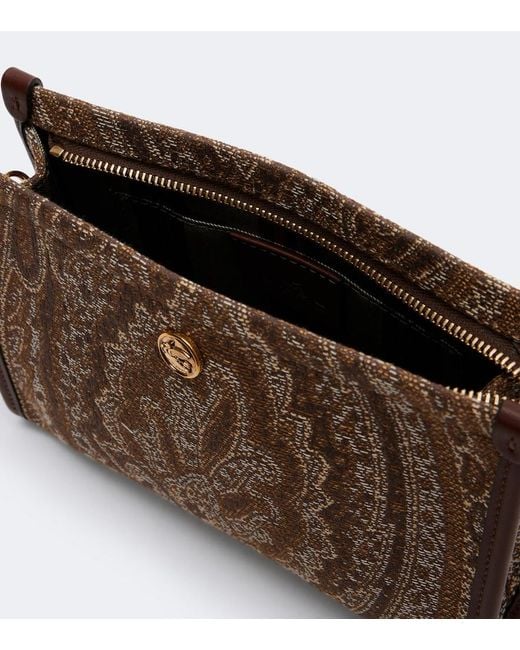 Etro Brown Arnica Small Coated Canvas Top Handle Bag