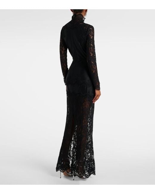 Rabanne Black Maxikleid Mit Spitze