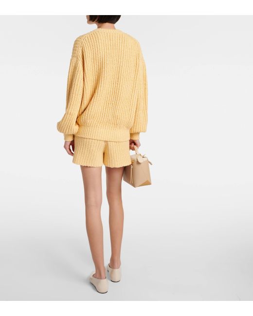Loro Piana Yellow Ribbed-knit Silk Sweater