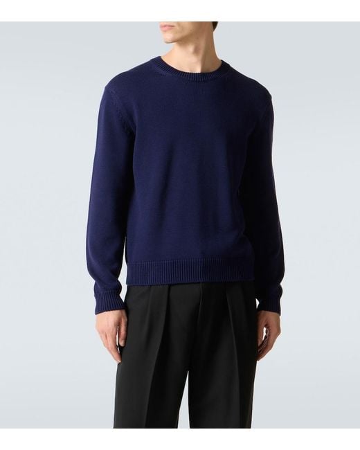 Tom Ford Blue Cotton And Silk Sweater for men