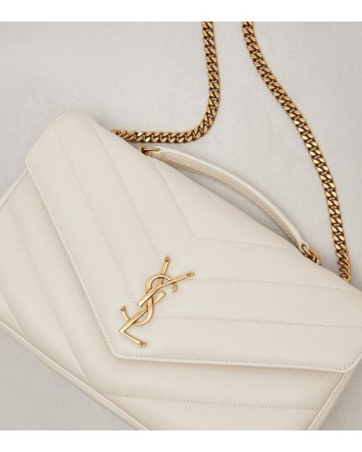 Saint Laurent Natural Loulou Medium Leather Shoulder Bag