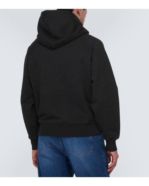 AMI Black Cotton Jersey Hoodie for men