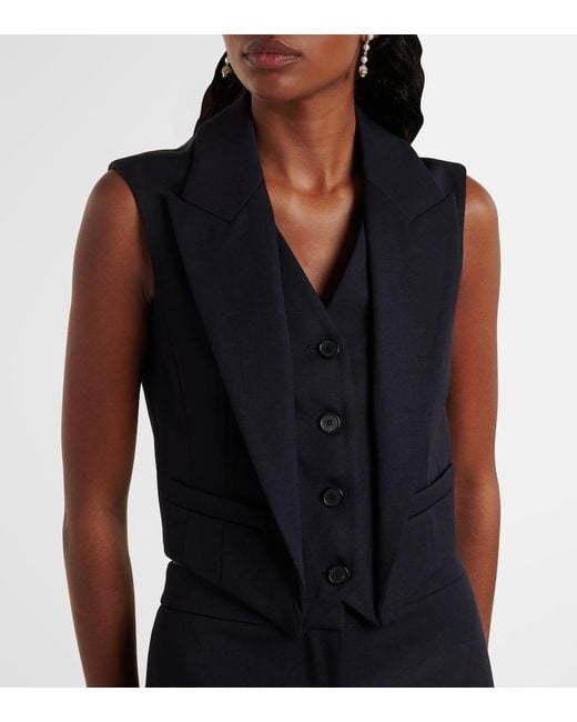 Alexander McQueen Blue Cropped Wool Vest
