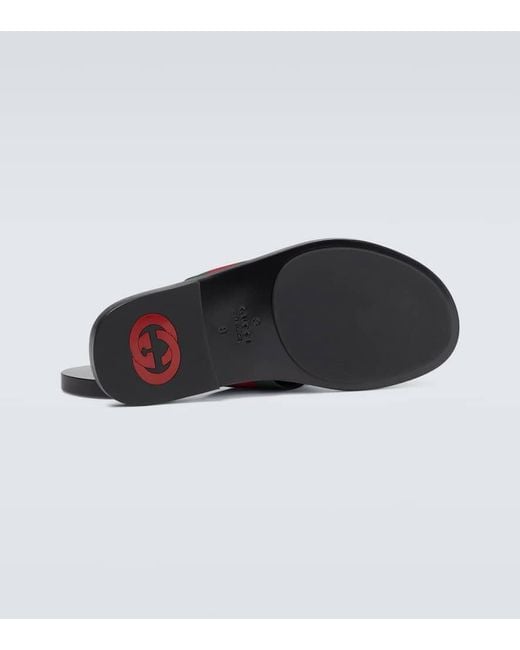 Gucci Black Kika Web-Stripe Woven Flip-Flops for men