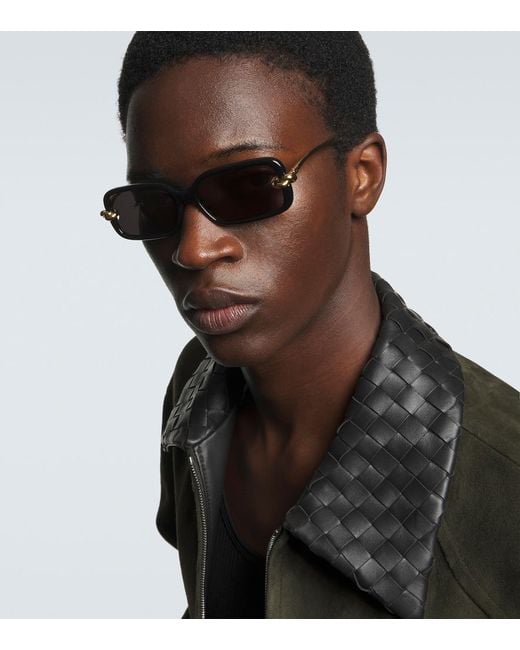 Bottega Veneta Brown Knot Rectangular Sunglasses for men