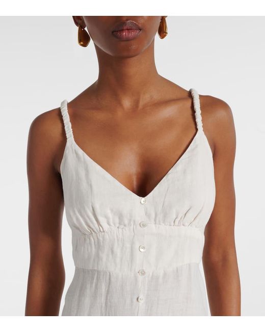 Velvet White Janet Linen Midi Dress