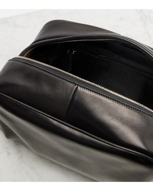 The Row Black Leila Small Leather Clutch