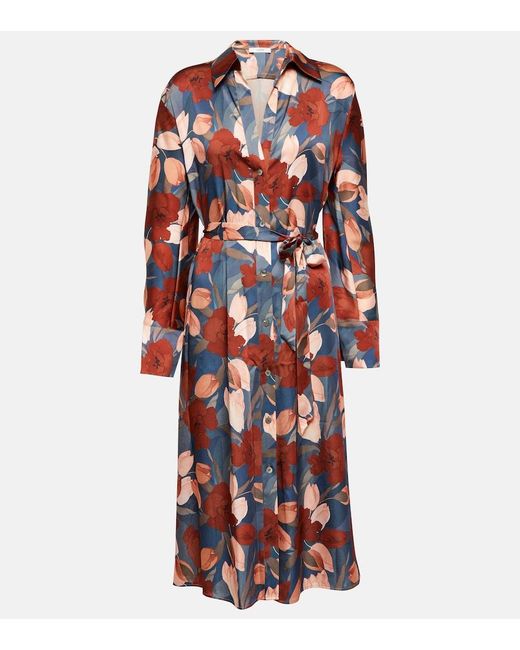 Vince Red Nouveau Magnolia Shirt Dress