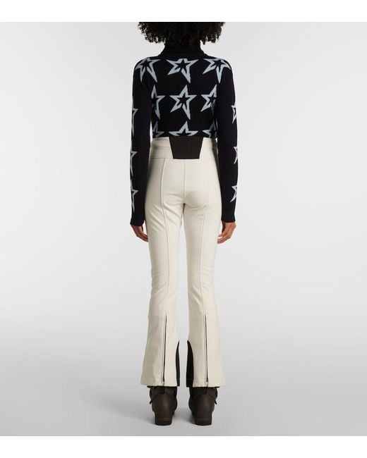 Perfect Moment White Aurora High-Rise Soft Shell Flared Ski Pants
