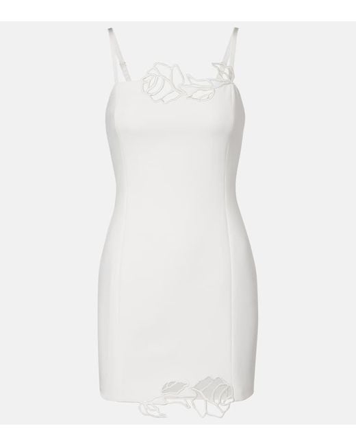 Blumarine White Laser-Cut Crepe Cady Minidress