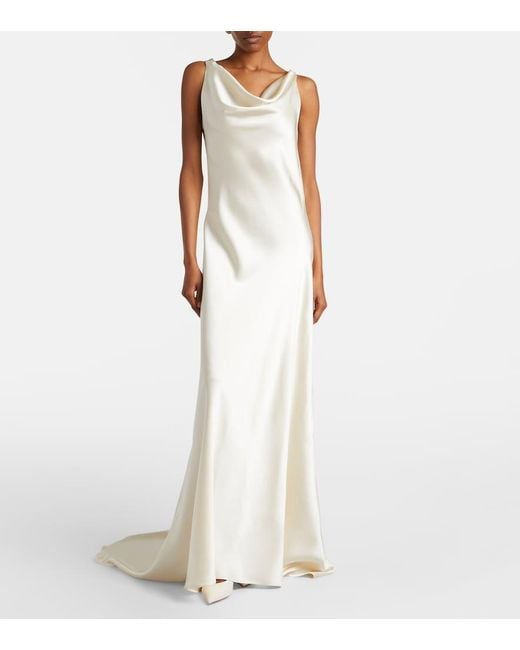 Rohe White Bridal Draped Satin Gown