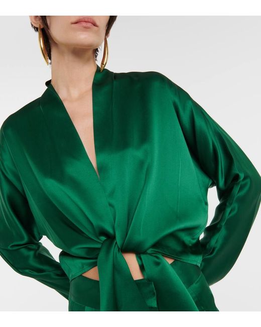 The Sei Green Bluse aus Seidensatin