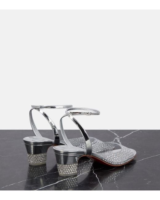 Christian Louboutin White Cassandrissima Embellished Pvc Sandals
