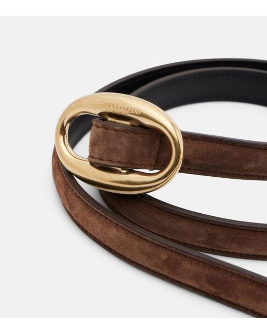 Saint Laurent Brown Suede Belt