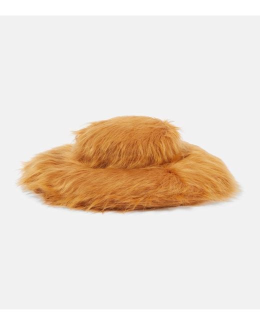 Ruslan Baginskiy Orange Faux Fur Hat
