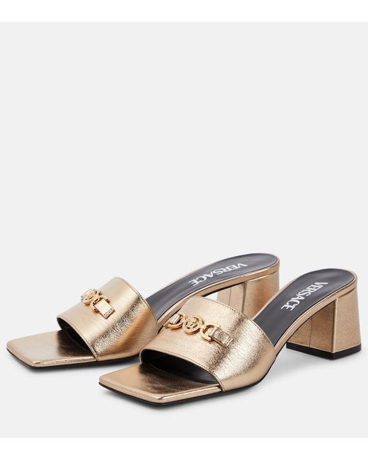 Versace Pantoletten Medusa '95 Aus Metallic-Leder