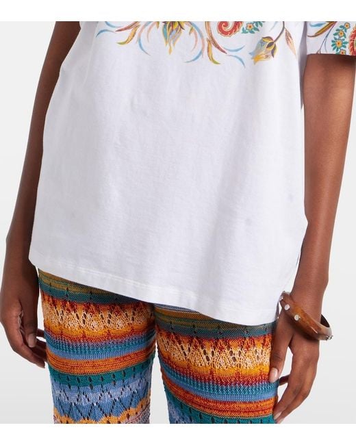 Etro White Printed Cotton Jersey T-Shirt