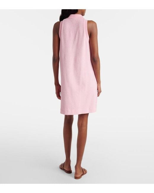 Hunza G Pink Logo Cotton Terry Polo Dress