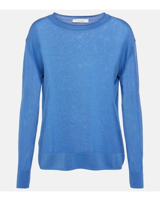 Max Mara Blue Pensile Silk And Cotton Sweater