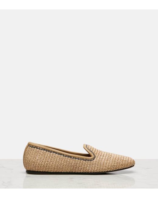 Brunello Cucinelli Natural Slip-Ons Monili Aus Raffiabast
