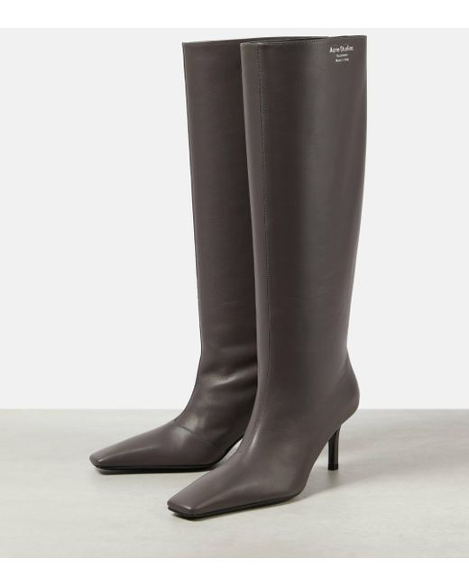 Acne Gray Leather Knee-high Boots