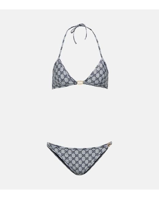 Gucci White Gg Triangle Bikini