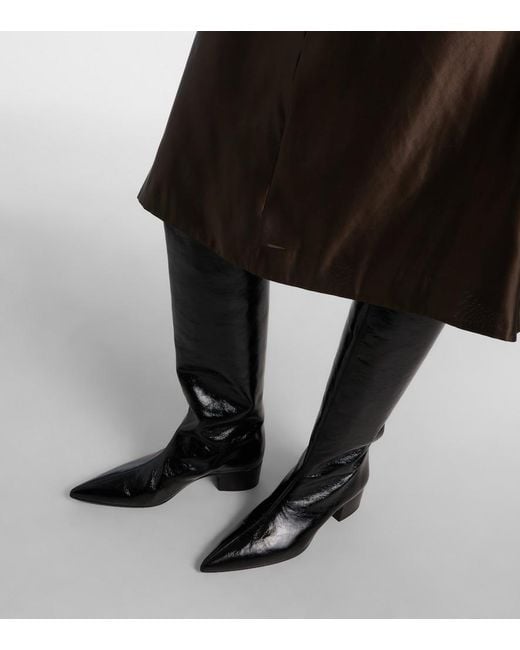 Khaite Black Andee 40 Leather Knee-High Boots
