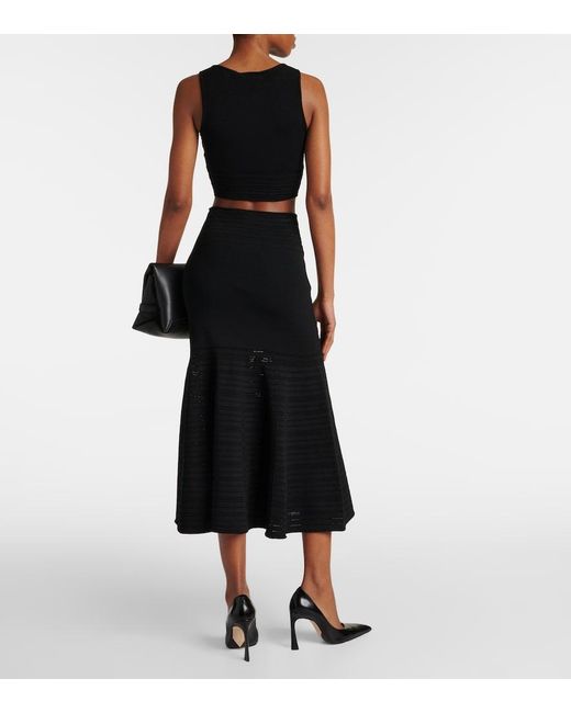 Victoria Beckham Black Jersey Midi Skirt