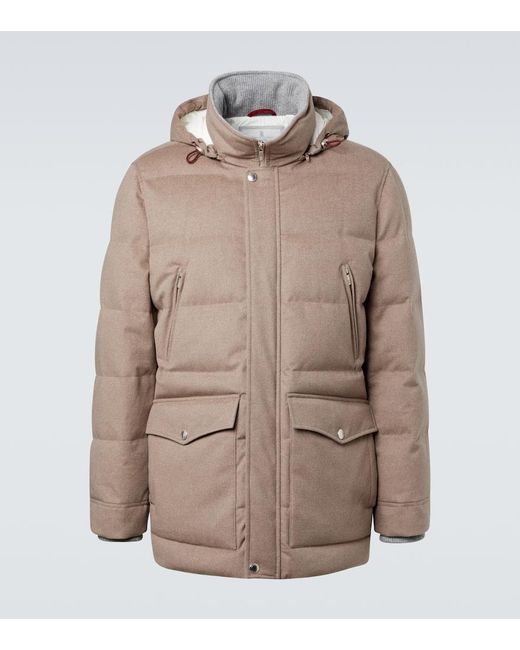 Brunello Cucinelli Brown Wool Down Jacket for men
