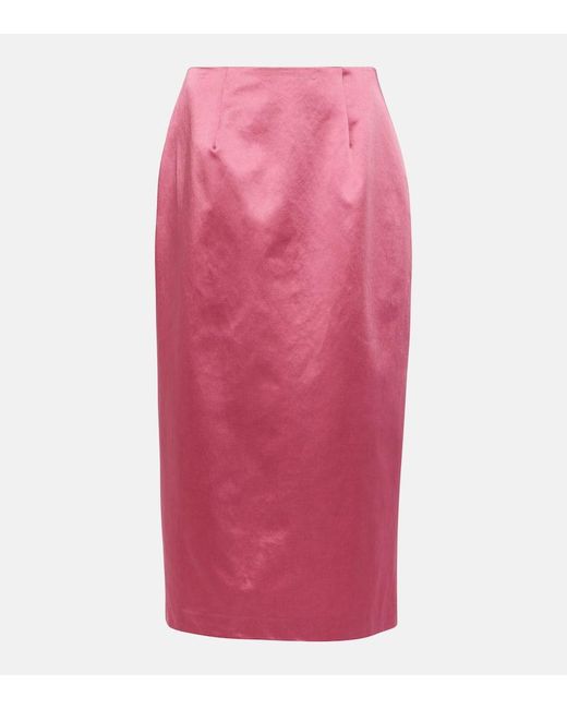 Falda midi de saten Carolina Herrera de color Pink