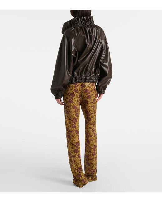 Dries Van Noten Black Cocoon Gathered Satin Blouson