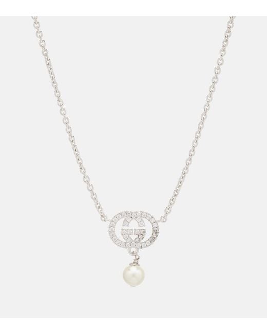 Gucci Metallic Interlocking G Embellished Pendant Necklace