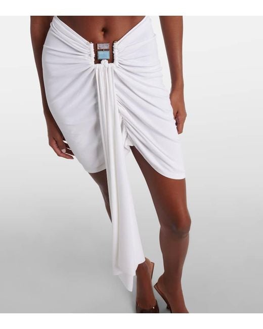 Vestido Corto De Jersey Con Aberturas Fruncido Christopher Esber de color White