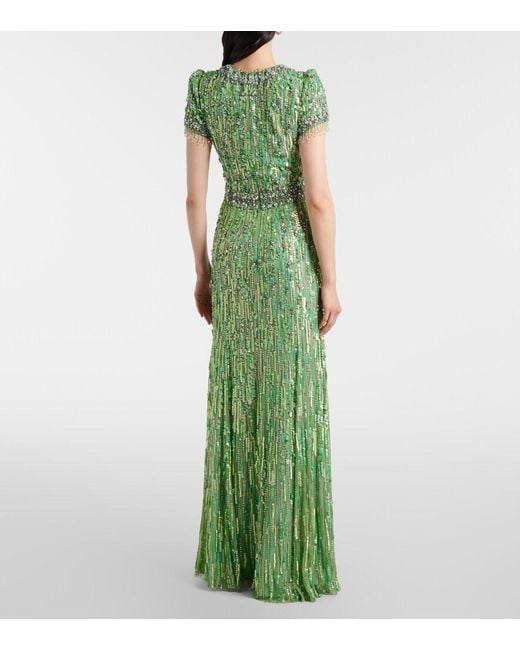 Jenny Packham Green Roxy Embellished Gown
