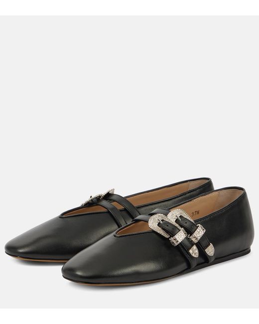 Le Monde Beryl Black Claudia Leather Ballet Flats