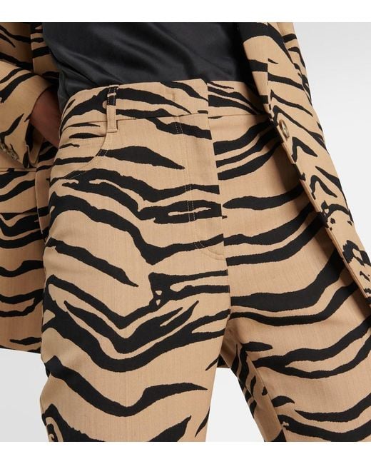Stella McCartney Metallic Tiger-print Wool-blend Flared Pants