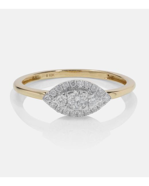 STONE AND STRAND White Muse 10kt Gold Ring With Diamonds