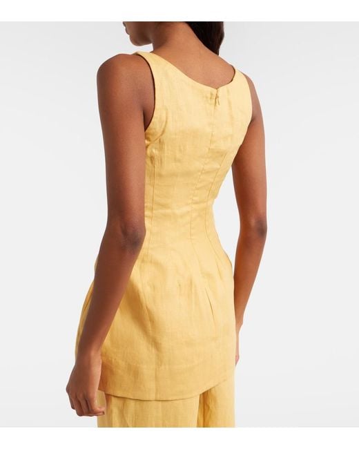 Faithfull The Brand Yellow Syna Peplum Linen Top