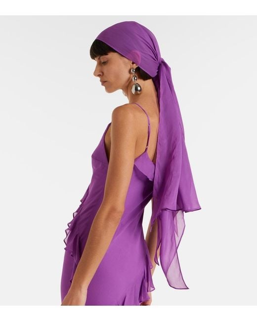 De La Vali Purple Mayara Ruffled Georgette Gown