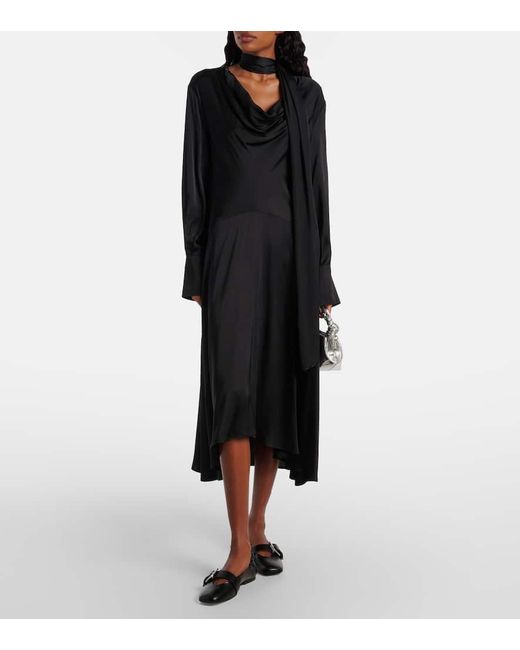 Vestido Midi Asimetrico Ganni de color Black