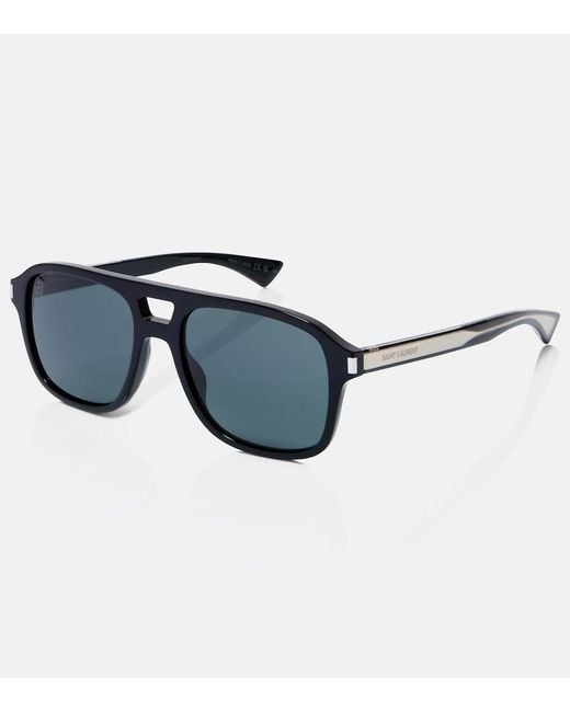 Saint Laurent Blue Corner Angle Aviator Sunglasses