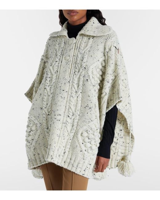 Poncho Trenzado Aran De Lana Moncler de color Natural
